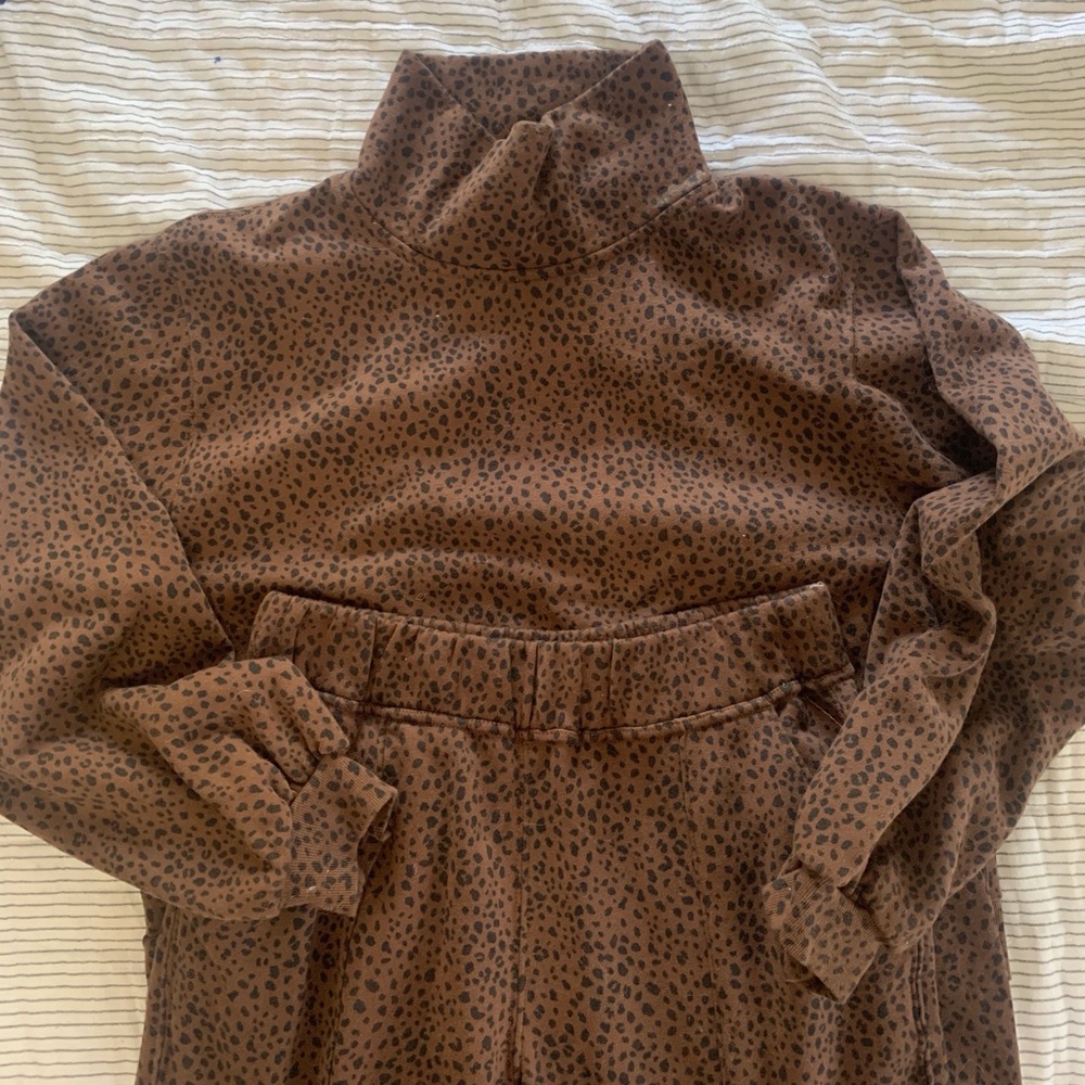 A&F Soft Af Cheetah Sweatshirt + Jogger Set